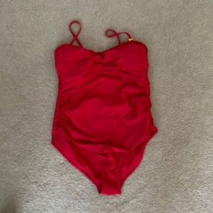 Red one piece bathing suit